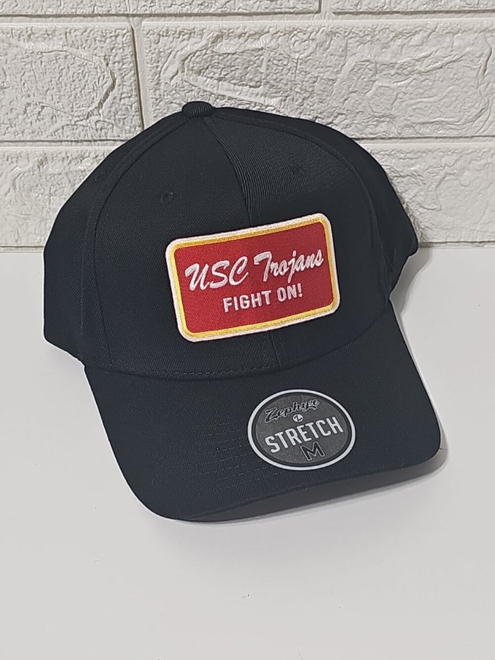 Rare USC Trojans Hat Cap Adult Medium Black Fitted Zephyr Logo Fight On! Mens